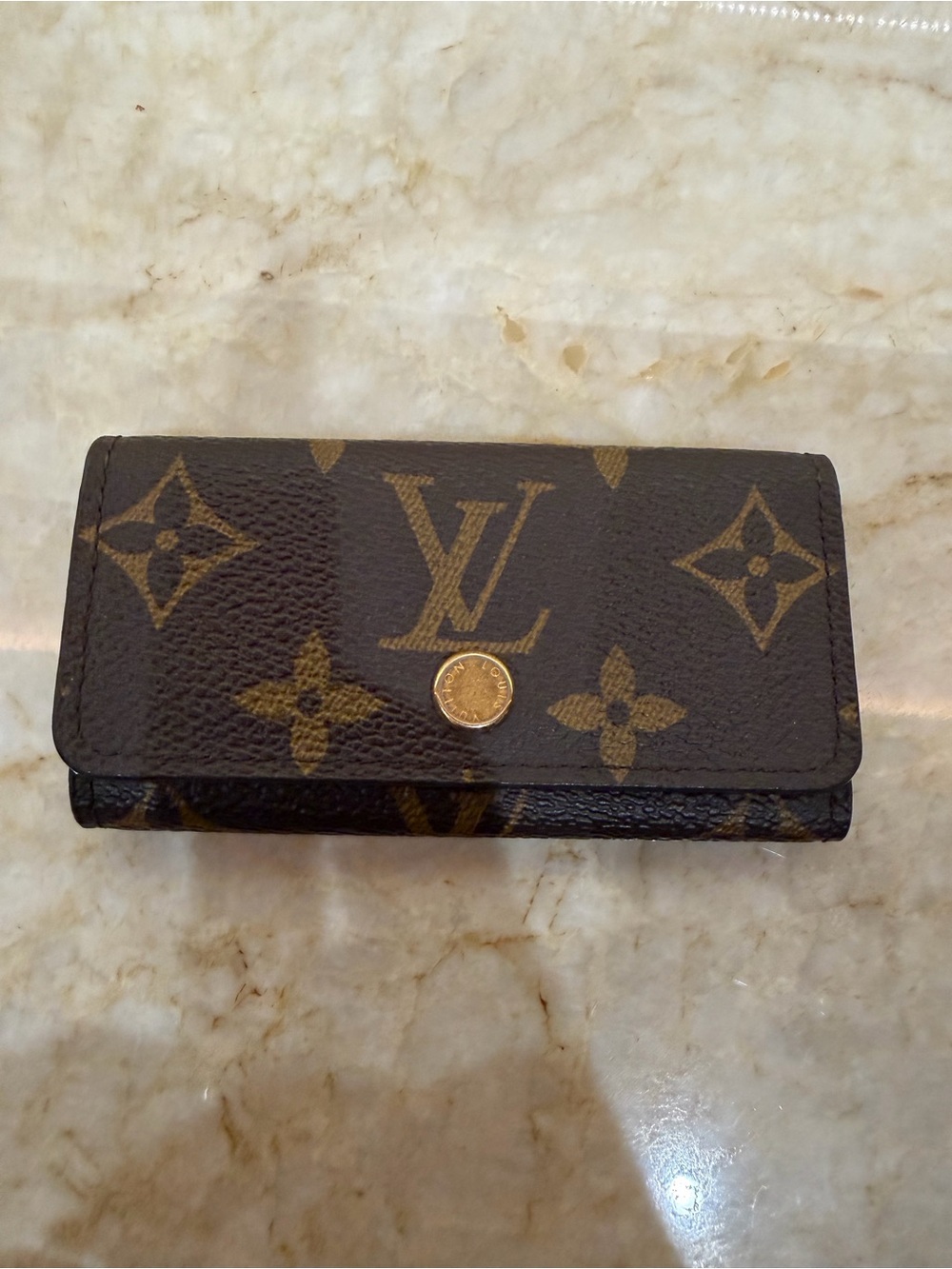 Louis Vuitton Monogram Canvas Key Pouch in Brown and Gold